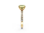 Solitaire Engagement Ring Setting for Fancy Yellow Asscher Cut Center with Round Cut Pave Band and Prong Head in Yellow Gold