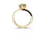 Solitaire Engagement Ring Setting for Fancy Yellow Heart-Shaped Center with Fine Pave Band and Claw Prong Head in Yellow Gold