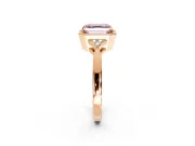 Cluster Engagement Ring Setting for Fancy Pink Asscher Cut Center with Milgrain Shoulder Clusters and Prong Head in Rose Gold