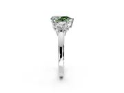 Solitaire Engagement Ring Setting for Fancy Green Pear-Shaped Center with Marquise Flower Shoulders and Prong Head in Platinum