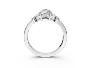 Solitaire Engagement Ring Setting for Pear-Shaped Center with Marquise Flower Shoulders and Prong Head in White Gold