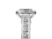 Solitaire Engagement Ring Setting for Radiant Cut Center with Channel Band and Double Claw Prong Head in Platinum