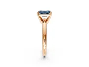 Solitaire Engagement Ring Setting for Fancy Blue Emerald Cut Center with Wire Band and Prong Head in Rose Gold