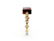 Milgrain Bezel Engagement Ring Setting for Fancy Pink Princess Cut Center with Marquise Stations and Bezel Head in Yellow Gold