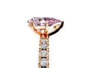 Solitaire Engagement Ring Setting for Fancy Pink Pear-Shaped Center with Fine Pave Band and Claw Prong Head in Rose Gold