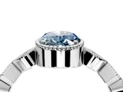 Milgrain Bezel Engagement Ring Setting for Fancy Blue Oval Center with Marquise Stations and Bezel Head in White Gold