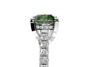 Solitaire Engagement Ring Setting for Fancy Green Cushion Cut Center with Widening Pave Band and Claw Prong Head in White Gold
