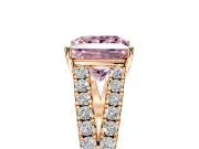 Solitaire Engagement Ring Setting for Fancy Pink Princess Cut Center with Pave Split Shank and Prong Head in Rose Gold