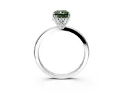 Solitaire Engagement Ring Setting for Fancy Green Radiant Cut Center with Fine Wire Band and Prong Head in Platinum