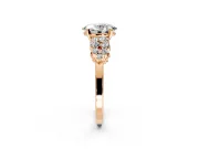 Cluster Engagement Ring Setting for Oval Center with 2-Row Shoulder Clusters and Prong Head in Rose Gold