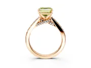 Solitaire Engagement Ring Setting for Fancy Yellow Asscher Cut Center with Crossover Accents and Prong Head in Rose Gold