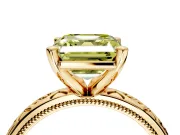Solitaire Engagement Ring Setting for Fancy Yellow Asscher Cut Center with Scrollwork Band and Prong Head in Yellow Gold