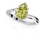 Solitaire Engagement Ring Setting for Fancy Yellow Pear-Shaped Center with Plain Bypass Twist Band and Prong Head in White Gold