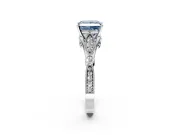 Solitaire Engagement Ring Setting for Fancy Blue Princess Cut Center with Marquise and Bezel Accents and Prong Head in Platinum
