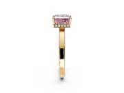 Hidden Halo Engagement Ring Setting for Fancy Pink Princess Cut Center with Wide Flat Plain Band and Prong Head in Yellow Gold