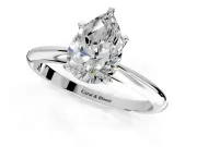 Solitaire Engagement Ring Setting for Pear-Shaped Center with Knife Ridge Band and Claw Prong Head in Sterling Silver