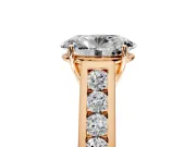 Solitaire Engagement Ring Setting for Oval Center with Cathedral Channel Band and Prong Head in Rose Gold