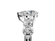 5 Stone Engagement Ring Setting for Pear-Shaped Center with Graduated Accents and Prong Head in Sterling Silver