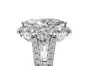 Halo Engagement Ring Setting for Marquise Center with Two-Strand Split Shank and Prong Head in White Gold