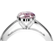 Solitaire Engagement Ring Setting for Fancy Pink Oval Center with Flat-Sided Plain Band and Prong Head in Sterling Silver