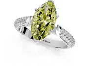 Solitaire Engagement Ring Setting for Fancy Yellow Marquise Center with Multi-Row Accents and Prong Head in Platinum