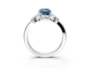 Solitaire Engagement Ring Setting for Fancy Blue Radiant Cut Center with Marquise Flower Shoulders and Prong Head in Sterling Silver