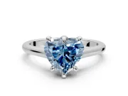 Solitaire Engagement Ring Setting for Fancy Blue Heart-Shaped Center with Cathedral Band and Prong Head in White Gold