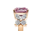 Floral Engagement Ring Setting for Fancy Pink Princess Cut Center with Marquise Cluster Shoulders and Prong Head in Rose Gold