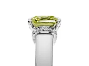 Solitaire Engagement Ring Setting for Fancy Yellow Asscher Cut Center with Wide Band, Pave Collar and Prong Head in Platinum