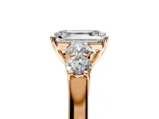 5 Stone Engagement Ring Setting for Emerald Cut Center with Equal Close-Set Accents and Prong Head in Rose Gold