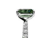 Solitaire Engagement Ring Setting for Fancy Green Emerald Cut Center with Micro Pave Band and Prong Head in Platinum