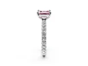 Solitaire Engagement Ring Setting for Fancy Pink Asscher Cut Center with Shared-Prong Accents and Prong Head in Sterling Silver