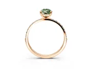 Solitaire Engagement Ring Setting for Fancy Green Pear-Shaped Center with Pave Accents and Prong Head in Rose Gold