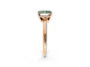 Solitaire Engagement Ring Setting for Fancy Green Radiant Cut Center with Knife Ridge Band and Claw Prong Head in Rose Gold
