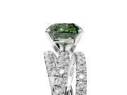 Solitaire Engagement Ring Setting for Fancy Green Cushion Cut Center with Woven 3-Strand Pave Band and Prong Head in Sterling Silver