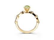 Solitaire Engagement Ring Setting for Fancy Yellow Marquise Center with Bezel Station Band and Prong Head in Yellow Gold