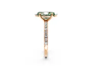 Solitaire Engagement Ring Setting for Fancy Green Marquise Center with Fine Pave Narrow Band and Prong Head in Rose Gold