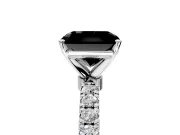 Open Basket Engagement Ring Setting for Fancy Black Radiant Cut Center with Pave Band and Prong Head in Sterling Silver