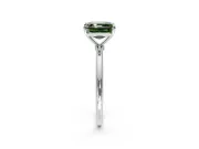 Solitaire Engagement Ring Setting for Fancy Green Asscher Cut Center with Straight Thin Band and Prong Head in Sterling Silver