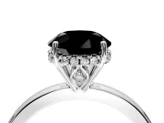 Solitaire Engagement Ring Setting for Fancy Black Round Cut Center with Fine Wire Band and Prong Head in Platinum