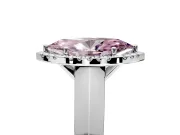 Halo Engagement Ring Setting for Fancy Pink Marquise Center with Knife Ridge Cathedral Band and Prong Head in Sterling Silver