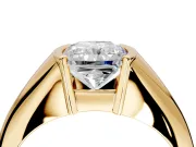 Tension Engagement Ring Setting for Radiant Cut Center with Wide Tapered Band and Tension Head in Yellow Gold