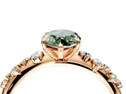 Cluster Engagement Ring Setting for Fancy Green Marquise Center with Round Cut Accent Band and Prong Head in Rose Gold