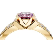 Bezel Engagement Ring Setting for Fancy Pink Emerald Cut Center with Wide Channel-Set Band and Bezel Head in Yellow Gold