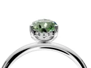 Hidden Halo Engagement Ring Setting for Fancy Green Pear-Shaped Center with Thin Round-Wire Band and Prong Head in White Gold