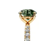 Solitaire Engagement Ring Setting for Fancy Green Round Cut Center with Micro Pave Band and Prong Head in Yellow Gold