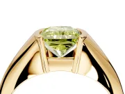 Tension Engagement Ring Setting for Fancy Yellow Radiant Cut Center with Wide Tapered Band and Tension Head in Yellow Gold