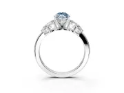 Leaf Cluster Engagement Ring Setting for Fancy Blue Marquise Center with Marquise Accents and Prong Head in Sterling Silver