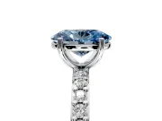 Solitaire Engagement Ring Setting for Fancy Blue Oval Center with Round Cut Pave Band and Prong Head in Sterling Silver