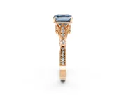Solitaire Engagement Ring Setting for Fancy Blue Asscher Cut Center with Marquise and Bezel Accents and Prong Head in Rose Gold
